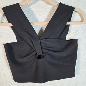 Abercrombie & Fitch Black Crop Top Womens Medium Twist Front Wide Strap Cutout